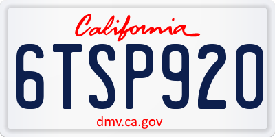CA license plate 6TSP920