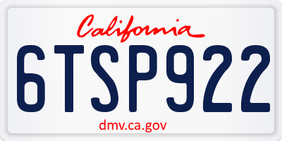 CA license plate 6TSP922