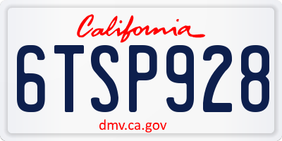 CA license plate 6TSP928