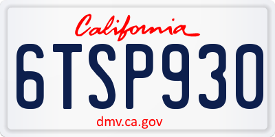 CA license plate 6TSP930