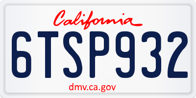 CA license plate 6TSP932