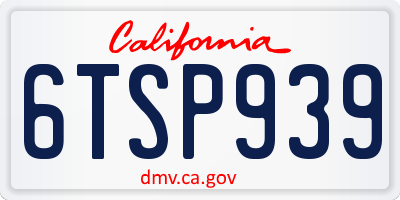 CA license plate 6TSP939