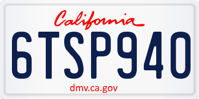 CA license plate 6TSP940
