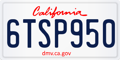 CA license plate 6TSP950