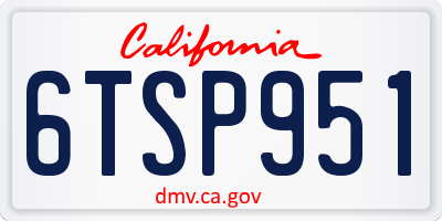 CA license plate 6TSP951