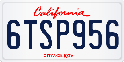 CA license plate 6TSP956