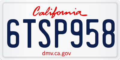 CA license plate 6TSP958