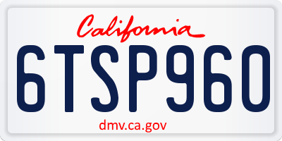 CA license plate 6TSP960