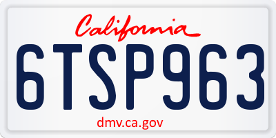 CA license plate 6TSP963