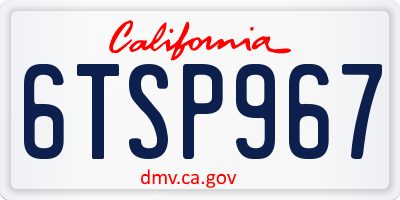CA license plate 6TSP967