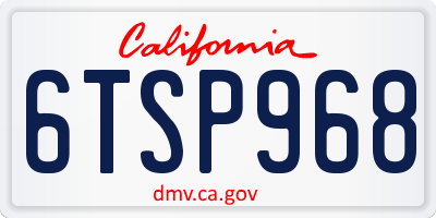 CA license plate 6TSP968
