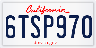 CA license plate 6TSP970