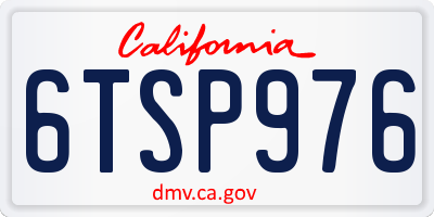 CA license plate 6TSP976