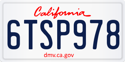 CA license plate 6TSP978