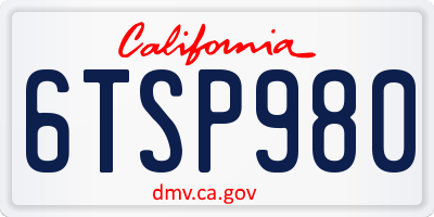 CA license plate 6TSP980