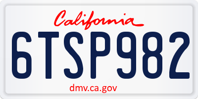 CA license plate 6TSP982