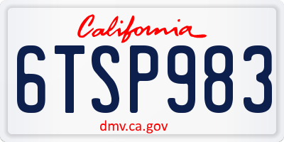 CA license plate 6TSP983