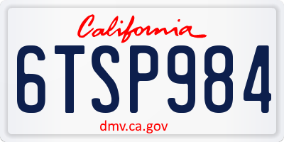 CA license plate 6TSP984