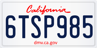 CA license plate 6TSP985