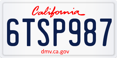CA license plate 6TSP987
