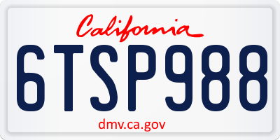 CA license plate 6TSP988