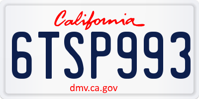CA license plate 6TSP993