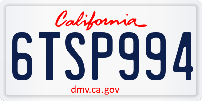 CA license plate 6TSP994