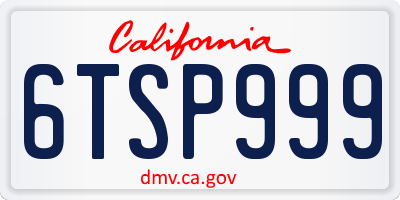 CA license plate 6TSP999