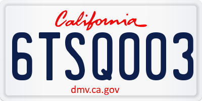 CA license plate 6TSQ003