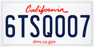 CA license plate 6TSQ007