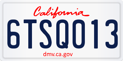 CA license plate 6TSQ013