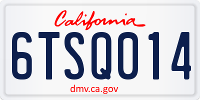 CA license plate 6TSQ014