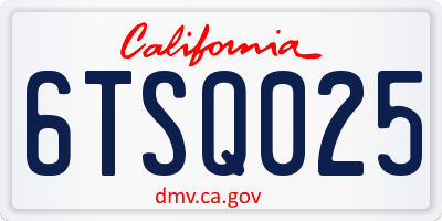 CA license plate 6TSQ025