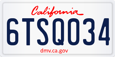 CA license plate 6TSQ034