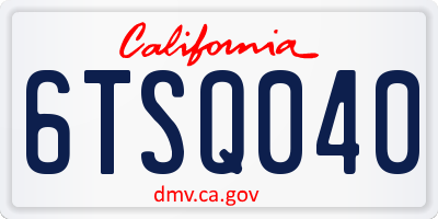 CA license plate 6TSQ040