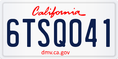 CA license plate 6TSQ041