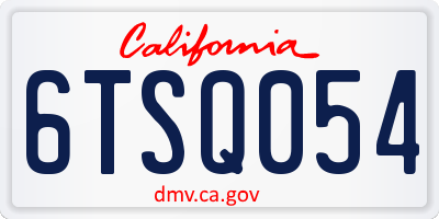 CA license plate 6TSQ054