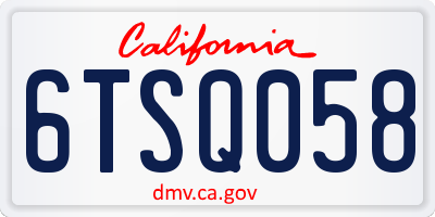 CA license plate 6TSQ058