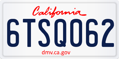 CA license plate 6TSQ062