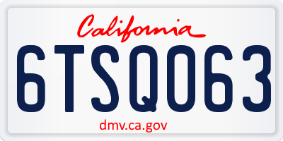 CA license plate 6TSQ063
