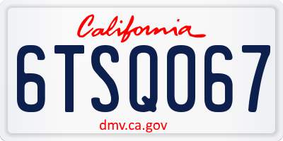 CA license plate 6TSQ067