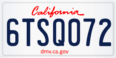CA license plate 6TSQ072