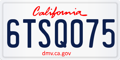 CA license plate 6TSQ075
