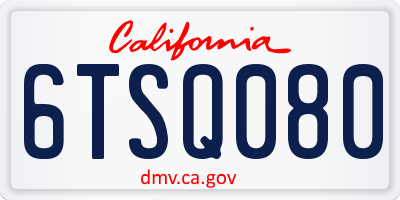CA license plate 6TSQ080