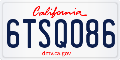 CA license plate 6TSQ086
