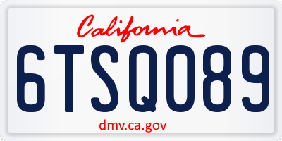 CA license plate 6TSQ089