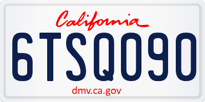 CA license plate 6TSQ090