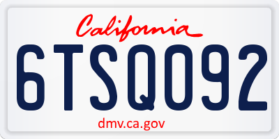 CA license plate 6TSQ092