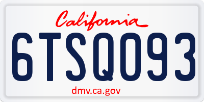 CA license plate 6TSQ093