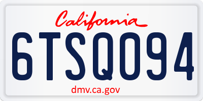 CA license plate 6TSQ094
